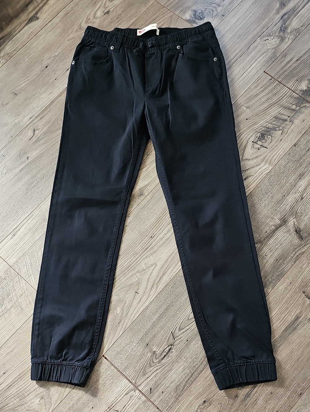 Levis Boys Black Elastic-Waist Soft Denim Jogger Pants